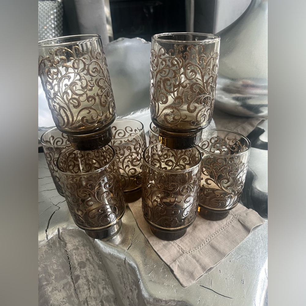 8 Libby Prado 5.25 inches drinking glasses 1970s mid century they look like new